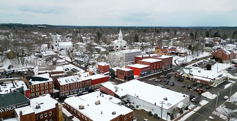 Ariel view of town in Maine