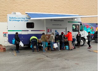 People in line for MetroHealth event