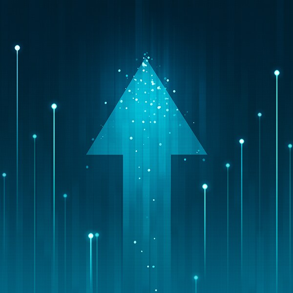Growth arrow up and progress success business skill increase improvement graph on market profit stock background with goal of achievement futuristic finance economy.