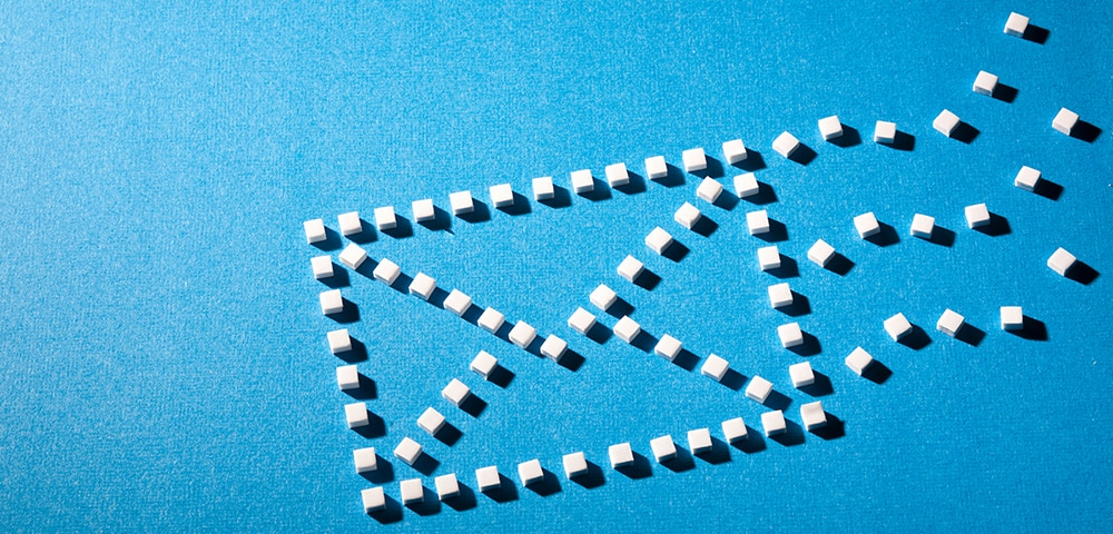 Cubes forming the shape of an envelope