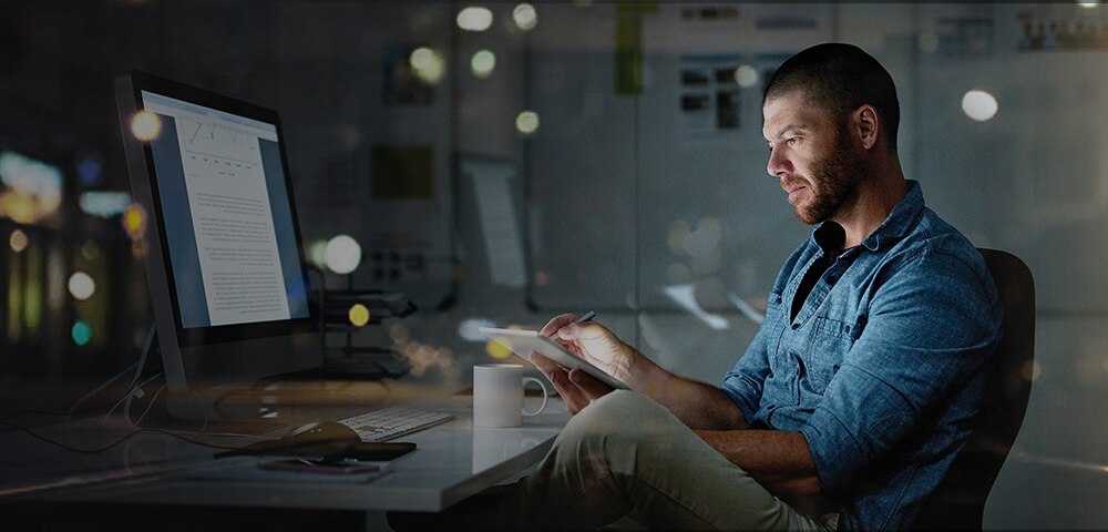 Man working at desk in modern office