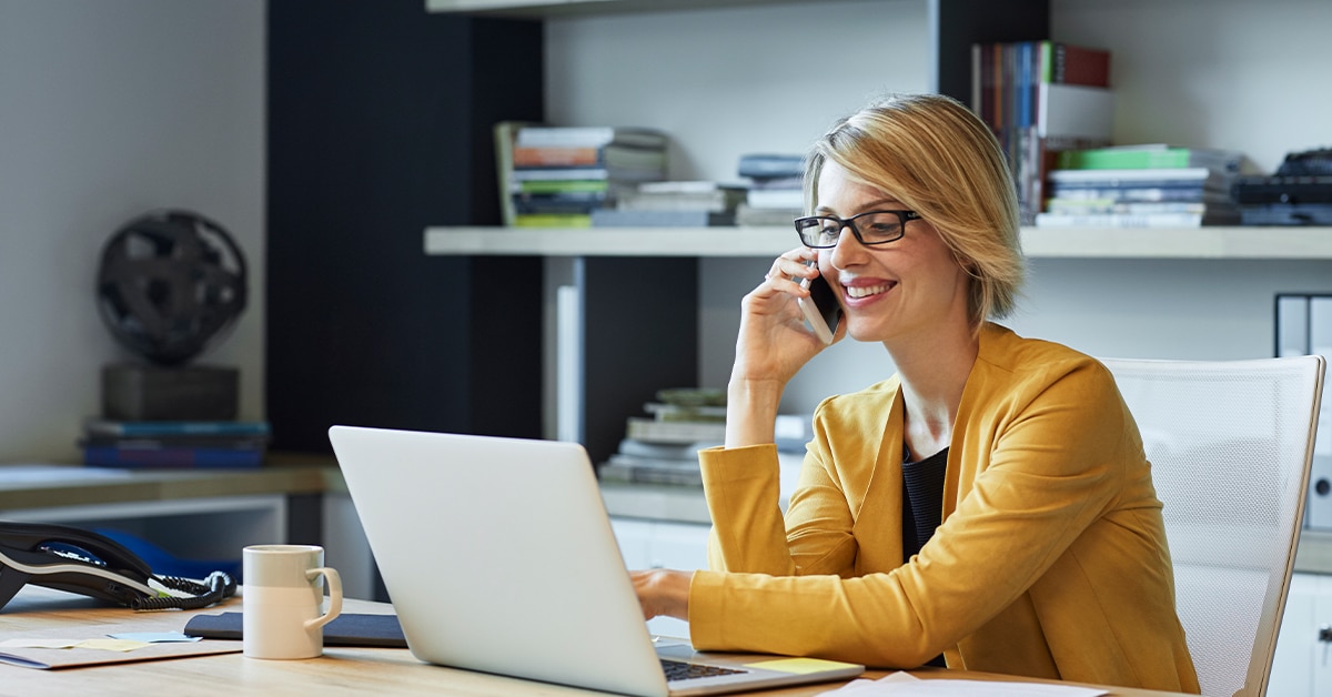 Woman working at laptop