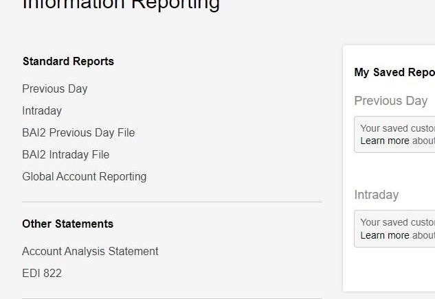 Information reporting summary