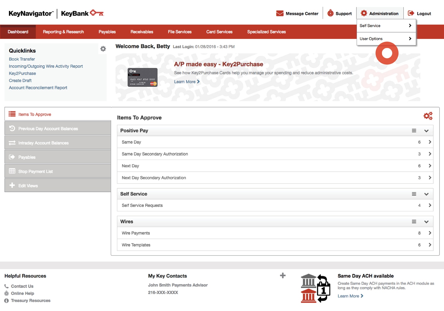 Administration tab