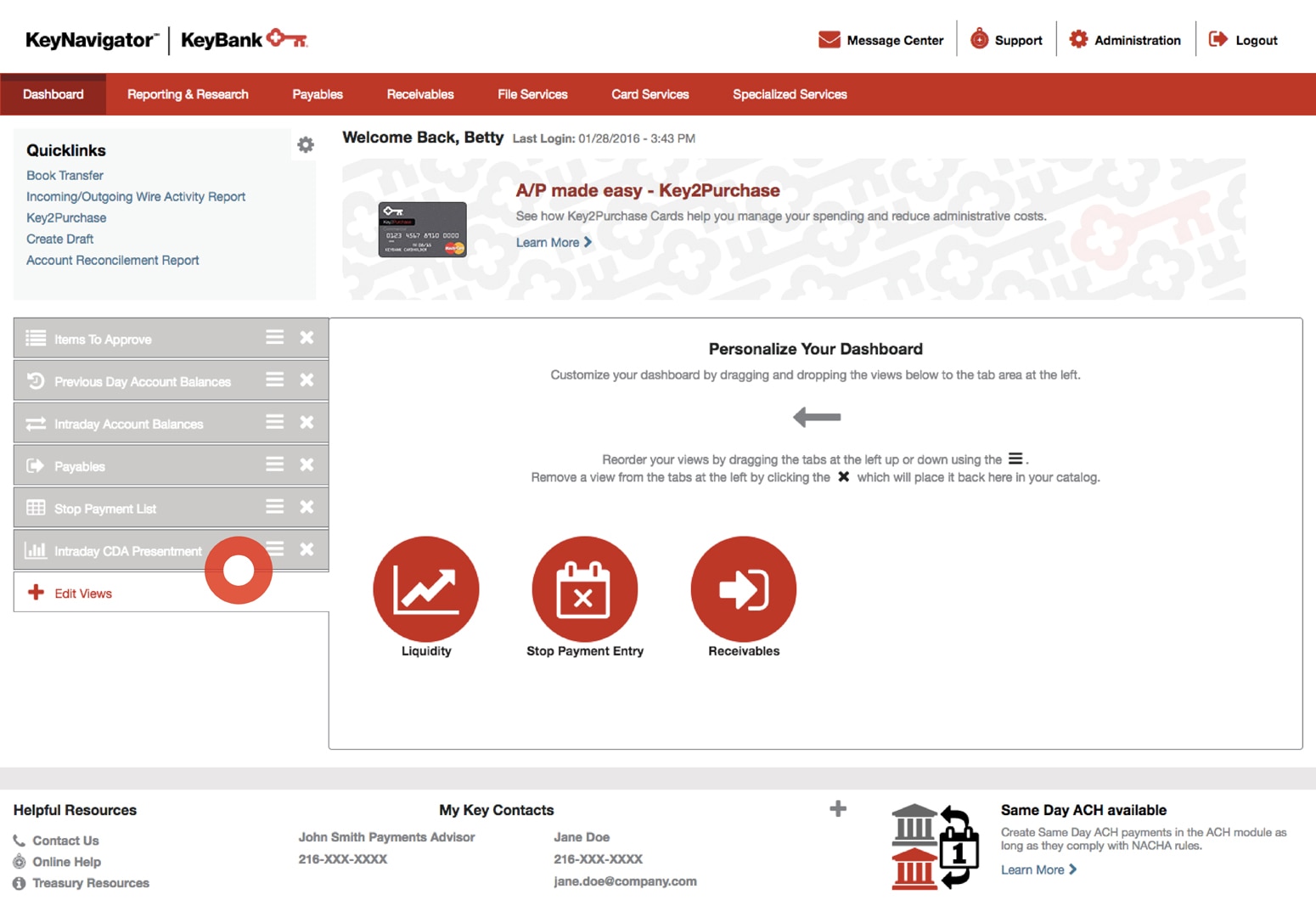 Views dashboard