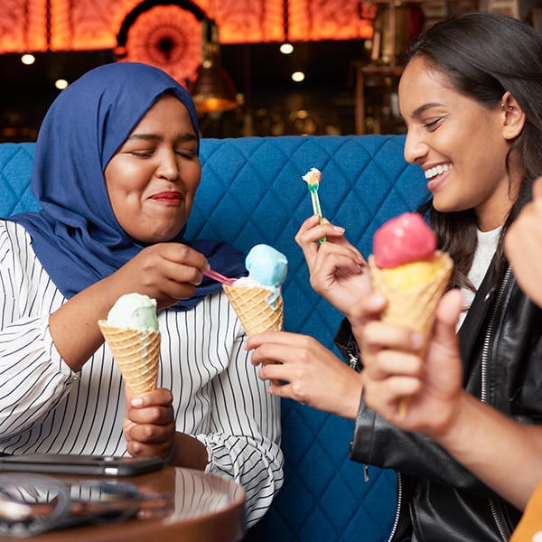 eating ice cream