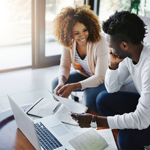 a couple working on their financial plan