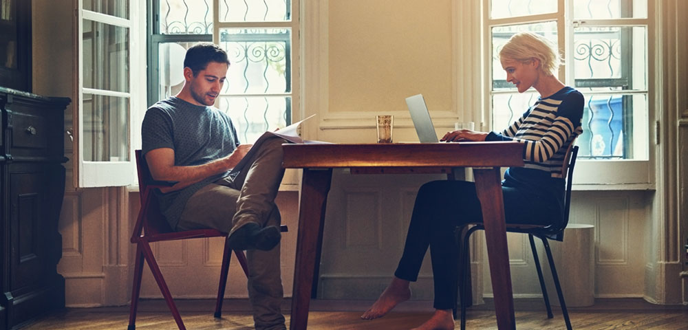 Couple sitting at a table