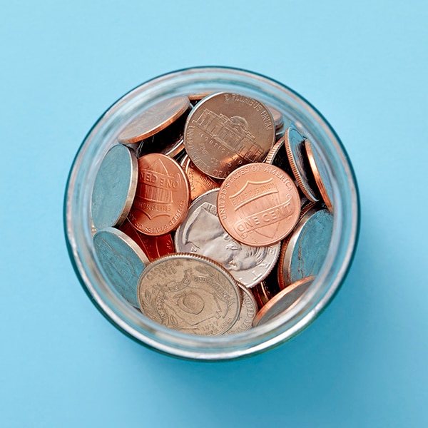 Jar with change inside