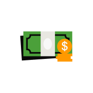 cash with money band and coins