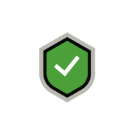 green shield with white checkmark