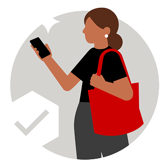 Woman viewing mobile device