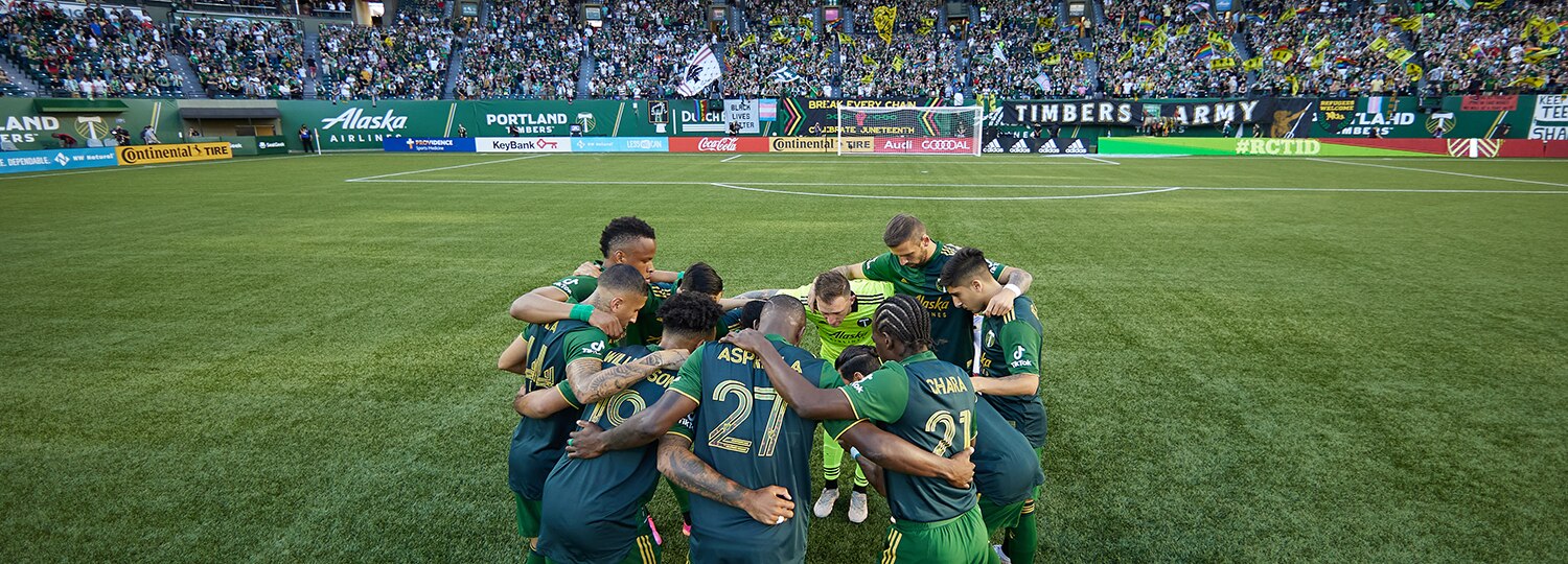 Portland Timbers team huddle