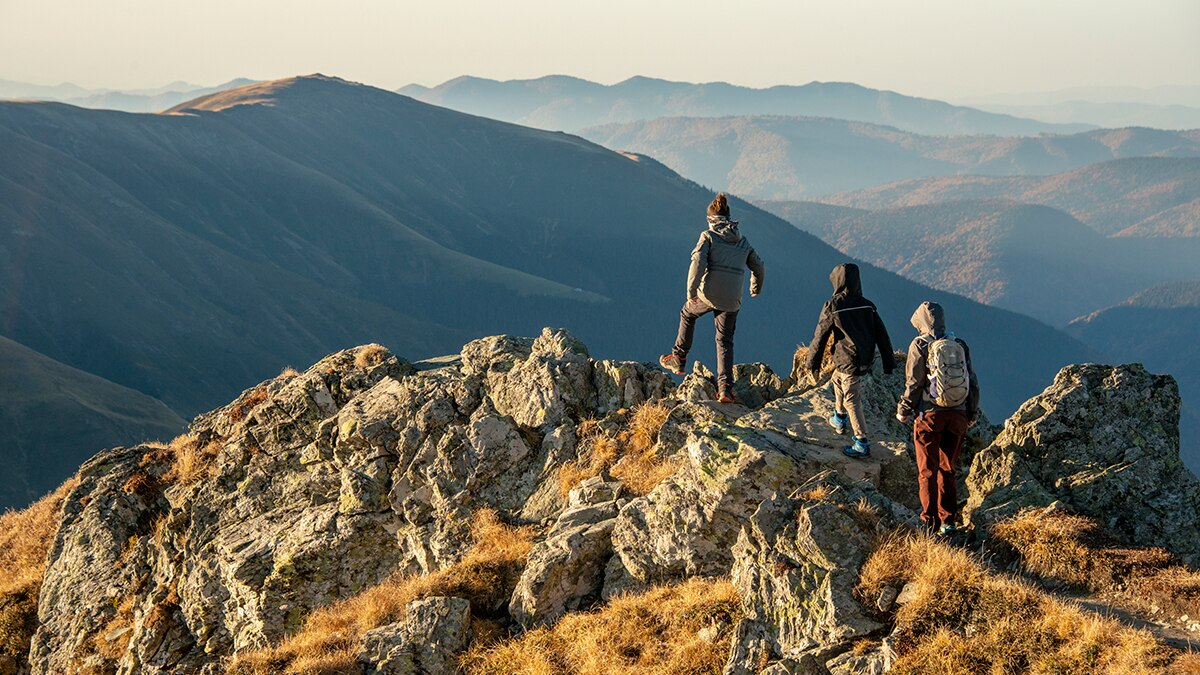 climbing a mountain