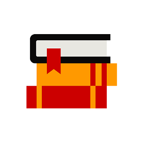 Illustration of three books stacked on each other.