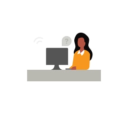 Illustration of woman working on a computer.