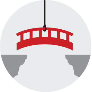 Bridge being created between two cliffs