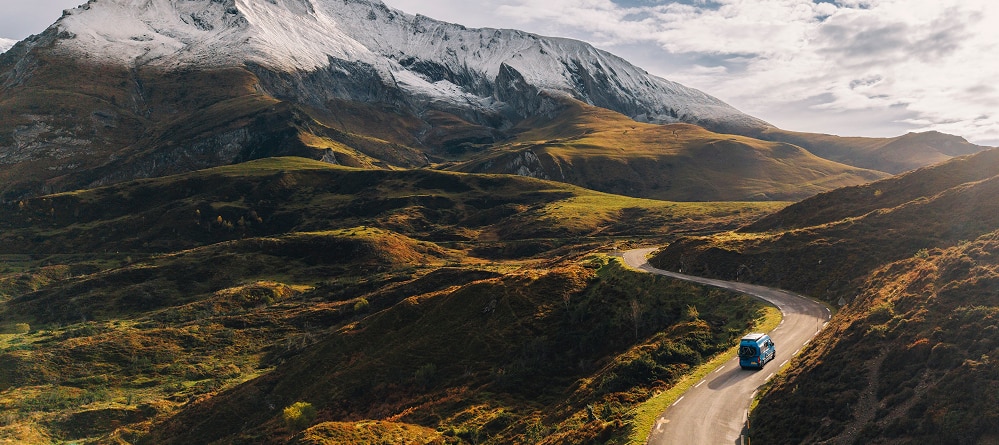 Road winding through mountains